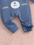 Cuddle Bear Steel Blue Ribbed Sleepsuit