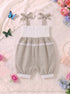 Kitty Embroidered Smocked Bow Romper (Green)