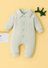 Sky Blue Jacquard Knit Button-Up Sleepsuit