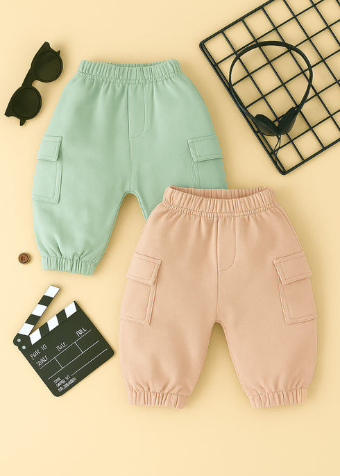 2-Pack Cargo Fleece Pajama (Sand & Light Mint)