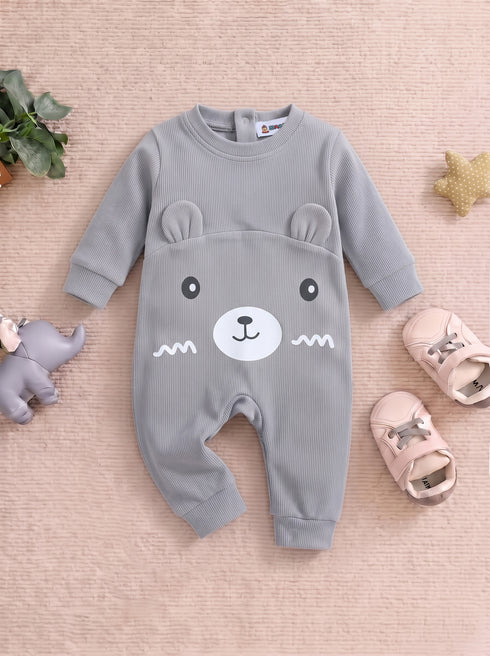 Cuddle Bear Sand Ribbed Sleepsuit