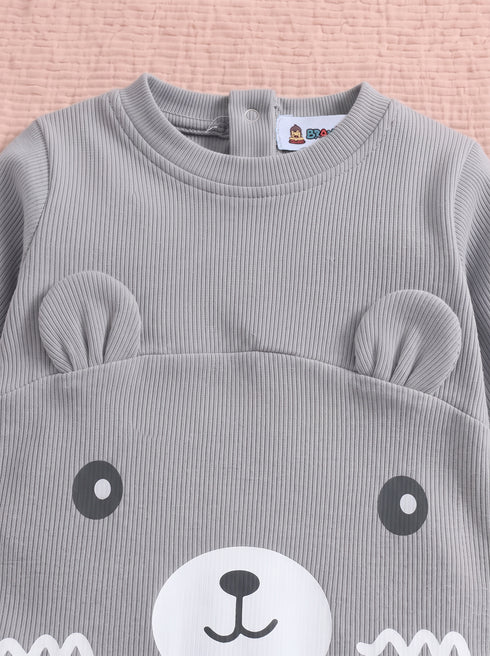 Cuddle Bear Sand Ribbed Sleepsuit