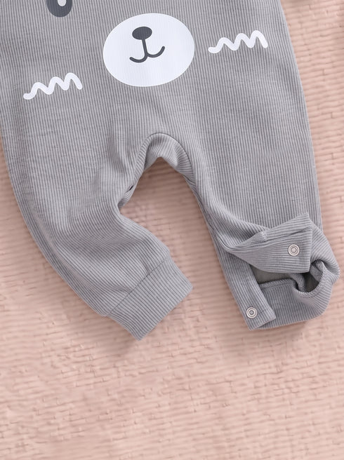 Cuddle Bear Sand Ribbed Sleepsuit