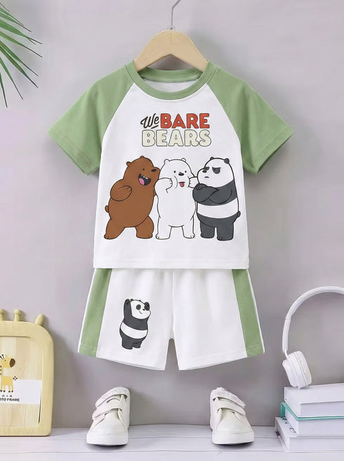 Bear Buddies Printed Raglan Interlock Short Set