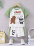 Bear Buddies Printed Raglan Interlock Short Set