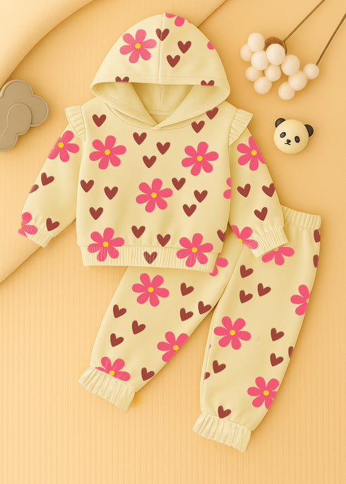 Petal Love Frilled Fleece Hooded Set