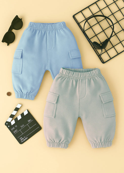 2-Pack Cargo Fleece Pajama (Light Green & Sky Blue)