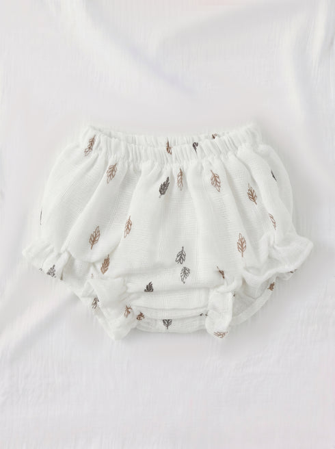 Leaf Printed Bow Frock Set with Headband