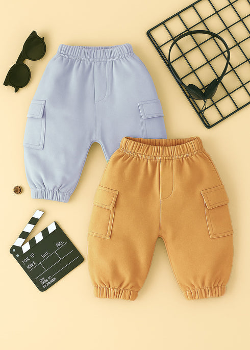 2-Pack Cargo Fleece Pajama (Beige & Sky Blue)