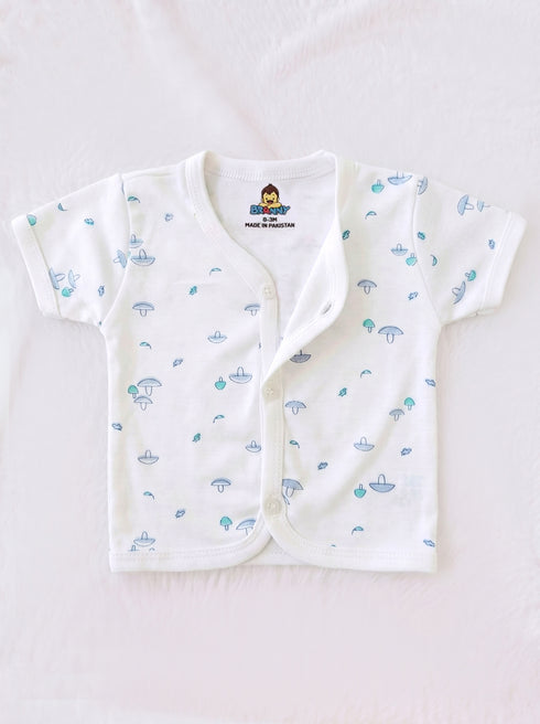Mushroom Garden Half Sleeve Night Suit (Green & Grey)