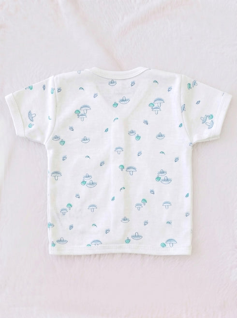 Mushroom Garden Half Sleeve Night Suit (Green & Grey)