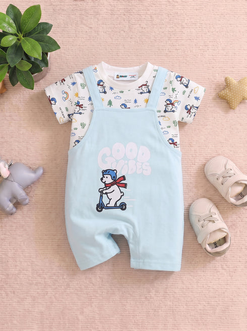 Good Vibes Scooter Dungaree Romper