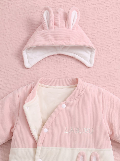 Cute Monster Embroidered Hooded Sleepsuit