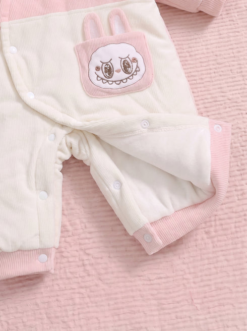 Cute Monster Embroidered Hooded Sleepsuit