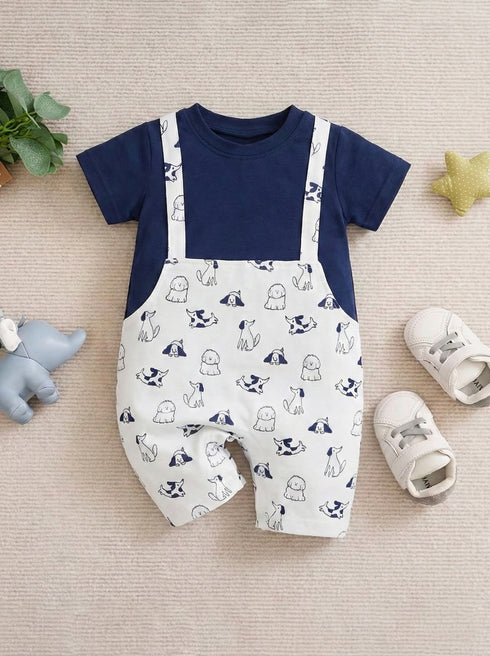 Tee & Animal Dungaree Romper
