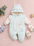 Floral Embroidered Ruffle Bow Hooded Sleepsuit