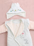 Floral Embroidered Ruffle Bow Hooded Sleepsuit