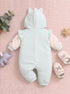 Floral Embroidered Ruffle Bow Hooded Sleepsuit