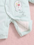 Floral Embroidered Ruffle Bow Hooded Sleepsuit
