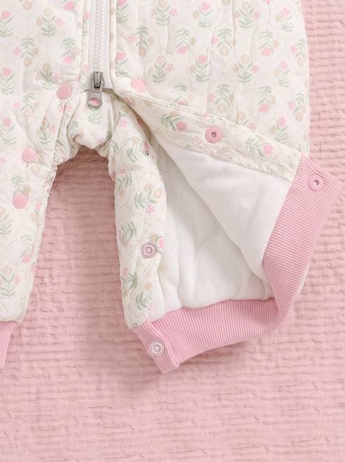 Blooming Garden Printed Hooded Sleepsuit