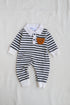 Striped Bear Embroidery Waffle Knit Polo Sleepsuit