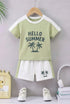 Palm Breeze Printed Panelled Interlock Short Set