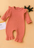 Medium Pink Frilled Ribbed Sleepsuit
