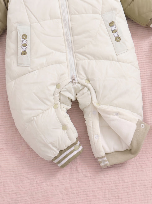 Cute Dino Skateboard Embroidered Hooded Sleepsuit