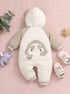 Cute Puppy Chips Embroidered Hooded Sleepsuit