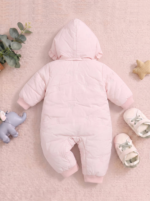Butterfly Garden Embroidered Hooded Sleepsuit (Pink)