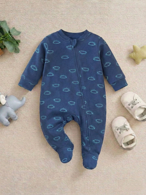 Eye Pattered Footed Interlock Footed Sleepsuit