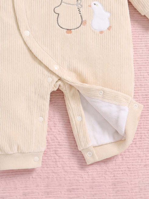 Cute Ducks Padded Sleepsuit with Matching Bib