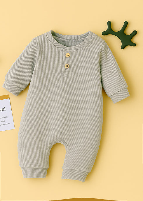 Ribbed Henley Sleepsuit (Oatmeal)