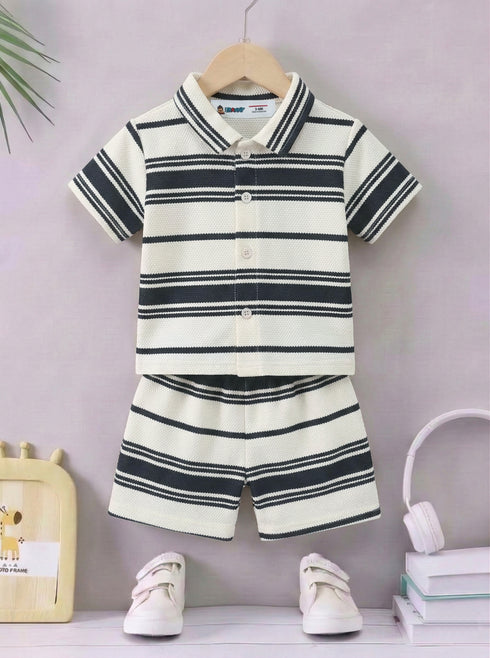 Mono Striped Button-Down Shirt Set