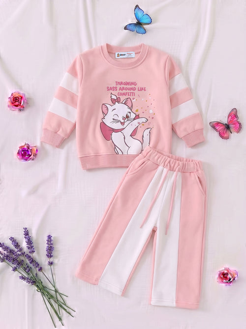 Sassy Cat Color-Block Fleece Sweatshirt Set