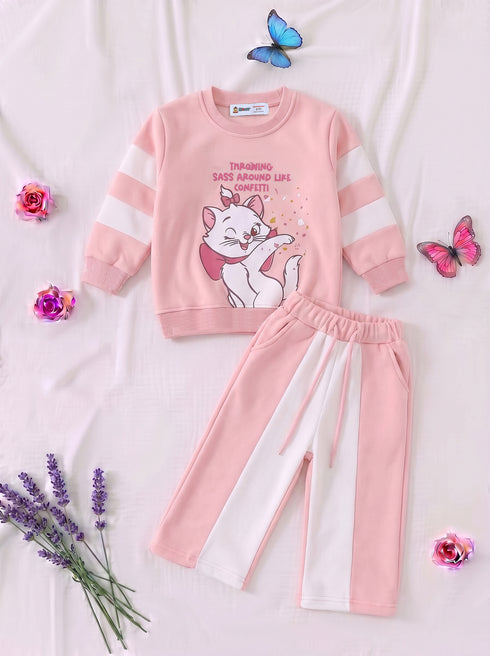 Sassy Cat Color-Block Fleece Sweatshirt Set