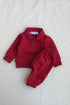 Jacquard Knit Polo Tracksuit Set (Maroon)