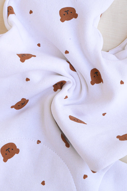 Bear Printed Fleece Hooded Sleepsuit
