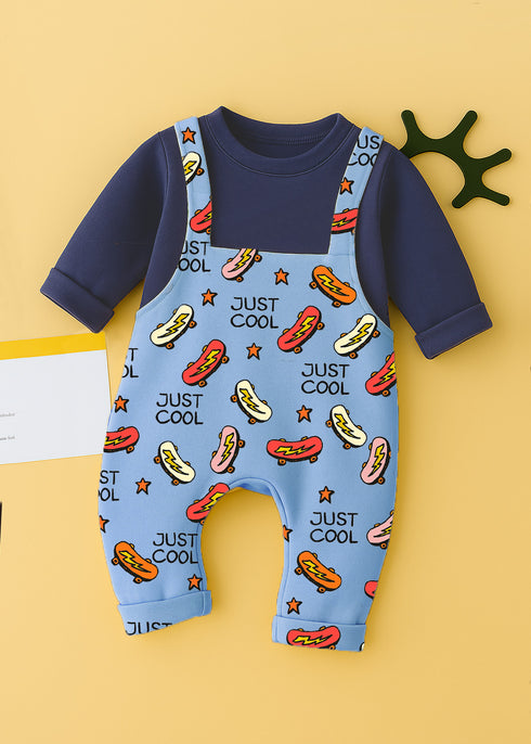 Little Skater Dungaree Fleece Sleepsuit