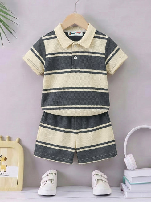Graphite Striped Polo Set