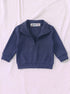 Ribbed High Neck Set (Navy Blue)