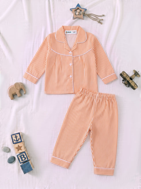 Orange Striped Night Suit Set