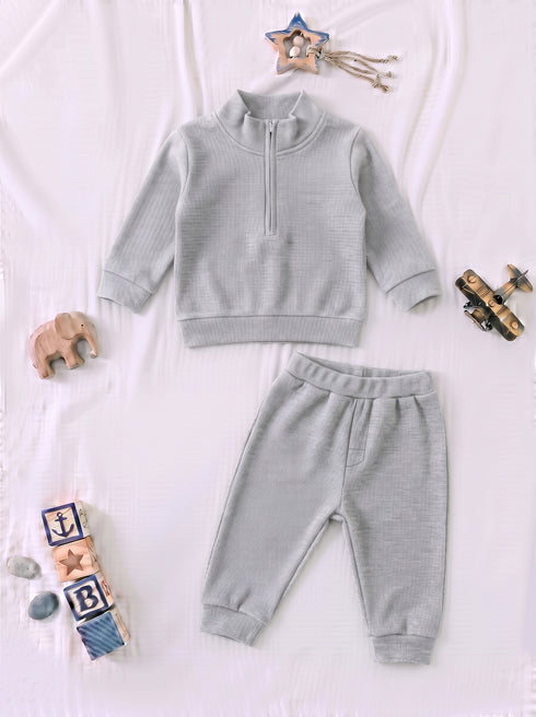 Ribbed High Neck Set (Oatmeal)