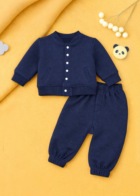 Jacquard Navy Varsity Jacket Set