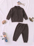 Ribbed High Neck Set (Chocolate Brown)