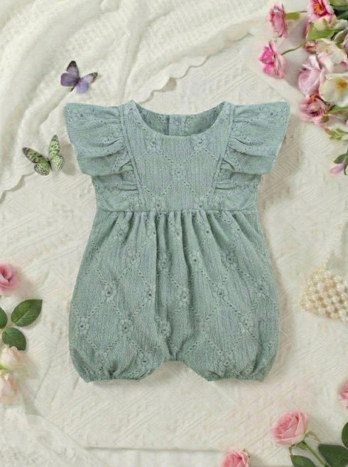 Sage Mint Structured Frill Romper