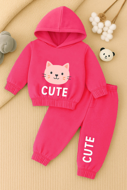 Cute Kitty Fleece Hooded Set