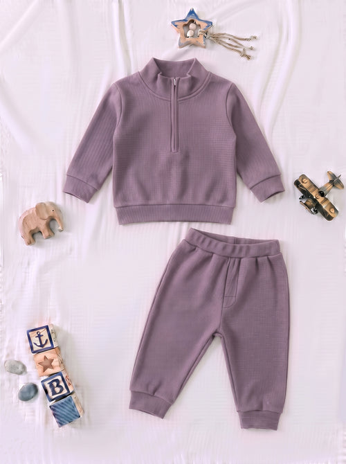 Ribbed High Neck Set (Dusty Rose)