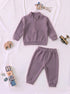 Ribbed High Neck Set (Dusty Rose)