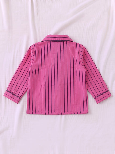 Fuchsia Striped Night Suit Set